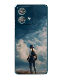 Чехол для Motorola Edge 40 Neo с картинкой «Герой PUBG на скале»