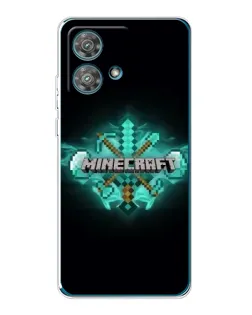 Чехол для Motorola Edge 40 Neo с картинкой «Minecraft Diamond лого»