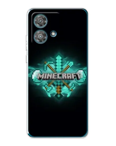 Чехол для Motorola Edge 40 Neo с картинкой «Minecraft Diamond лого»