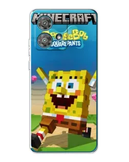 Чехол для Motorola Edge 40 Neo с картинкой «Губка Боб Minecraft»