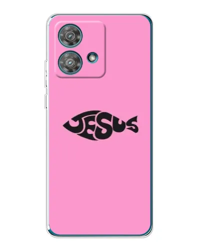 Чехол для Motorola Edge 40 Neo с картинкой «Розовый символ Jesus» Чехол для Motorola Edge 40 Neo с картинкой «Розовый символ Jesus»