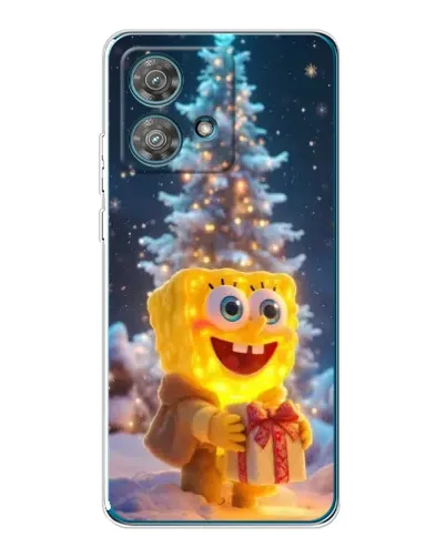 Чехол для Motorola Edge 40 Neo с картинкой «Рождественский Спанч Боб»