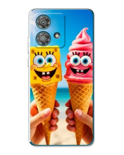 Чехол для Motorola Edge 40 Neo с картинкой «Спанч Боб мороженое»