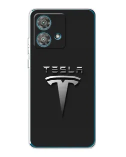 Чехол для Motorola Edge 40 Neo с картинкой «Стальной логотип Tesla»