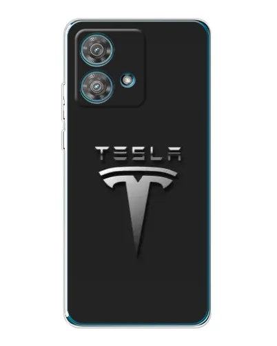 Чехол для Motorola Edge 40 Neo с картинкой «Стальной логотип Tesla»