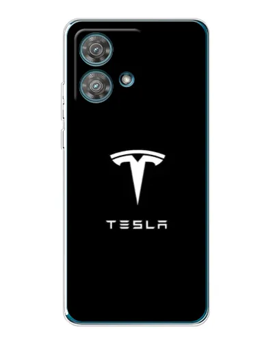 Чехол для Motorola Edge 40 Neo с картинкой «Tesla White Logo»