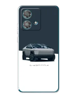 Чехол для Motorola Edge 40 Neo с картинкой «Серебристый Cybertruck Tesla»