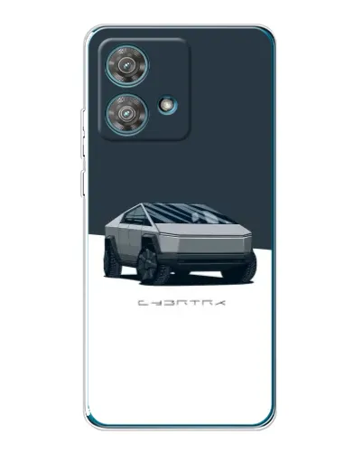 Чехол для Motorola Edge 40 Neo с картинкой «Серебристый Cybertruck Tesla»