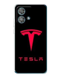 Чехол для Motorola Edge 40 Neo с картинкой «Tesla Red Logo»