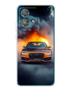 Чехол для Motorola Edge 40 Neo с картинкой «Audi в огненном дыму»