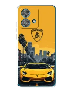 Чехол для Motorola Edge 40 Neo с картинкой «Желтый Lamborghini город»