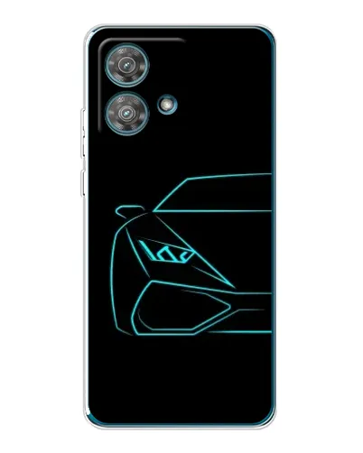 Чехол для Motorola Edge 40 Neo с картинкой «Голубой силуэт Lamborghini»