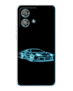 Чехол для Motorola Edge 40 Neo с картинкой «Неоновый контур Lamborghini»
