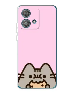 Чехол для Motorola Edge 40 Neo с картинкой «Pusheen и печенье»