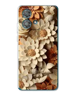 Чехол для Motorola Edge 40 Neo с картинкой «Бежевый флористический декор»