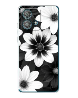 Чехол для Motorola Edge 40 Neo с картинкой «Монохромные астры»