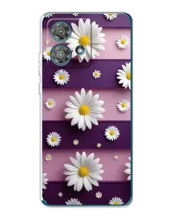 Чехол для Motorola Edge 40 Neo с картинкой «Ромашки на фиолетовом»