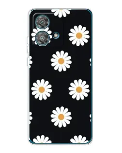 Чехол для Motorola Edge 40 Neo с картинкой «Ромашки на черном»