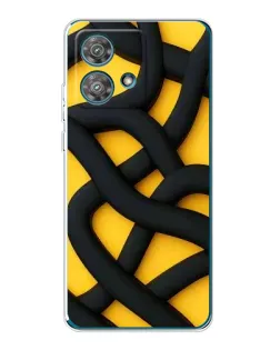 Чехол для Motorola Edge 40 Neo с картинкой «Черное желтое переплетение»