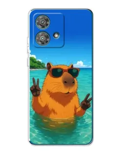 Чехол для Motorola Edge 40 Neo с картинкой «Морская капибара»