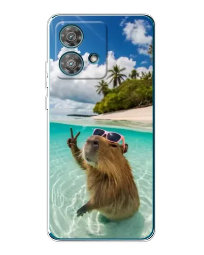 Чехол для Motorola Edge 40 Neo с картинкой «Капибара на море»