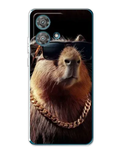 Чехол для Motorola Edge 40 Neo с картинкой «Капибара золотая цепь»