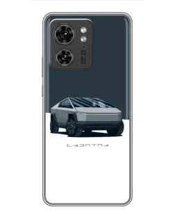 Чехол для Motorola Edge 40 Pro с картинкой «Серебристый Cybertruck Tesla»