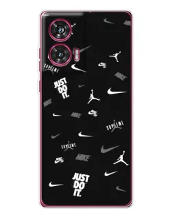 Чехол для Motorola Edge 50 Fusion с картинкой «Nike Black Pattern»