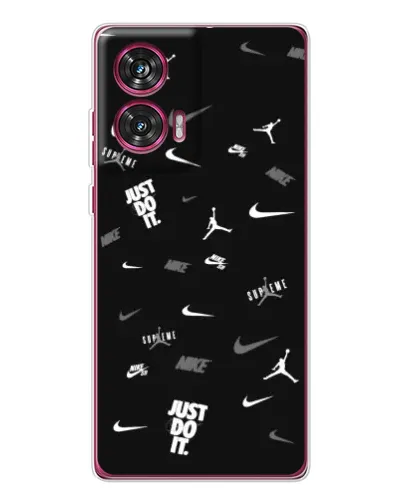 Чехол для Motorola Edge 50 Fusion с картинкой «Nike Black Pattern»