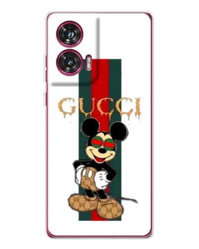 Чехол для Motorola Edge 50 Fusion с картинкой «Микки Маус Gucci — полосы»