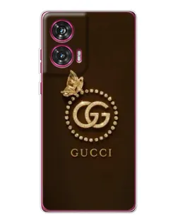 Чехол для Motorola Edge 50 Fusion с картинкой «Gucci — золотая бабочка»