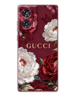 Чехол для Motorola Edge 50 Fusion с картинкой «Gucci — бордовые розы»