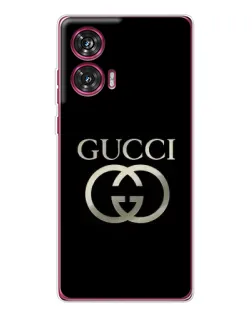 Чехол для Motorola Edge 50 Fusion с картинкой «Gucci — золото на черном»