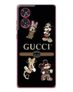 Чехол для Motorola Edge 50 Fusion с картинкой «Gucci — герои Disney и монограмма»