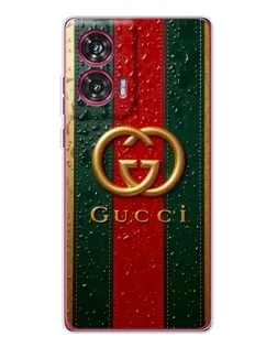 Чехол для Motorola Edge 50 Fusion с картинкой «Gucci — фирменная полоса и золото»