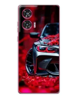 Чохол для Motorola Edge 50 Fusion з картинкою «Спортивна BMW та квіти»