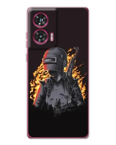 Чехол для Motorola Edge 50 Fusion с картинкой «PUBG — огненный силуэт»