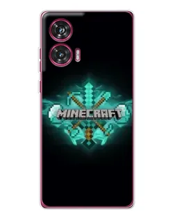 Чехол для Motorola Edge 50 Fusion с картинкой «Minecraft Diamond лого»
