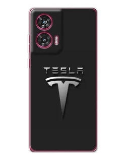 Чохол для Motorola Edge 50 Fusion з картинкою «Сталевий логотип Tesla»