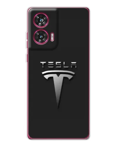Чохол для Motorola Edge 50 Fusion з картинкою «Сталевий логотип Tesla»