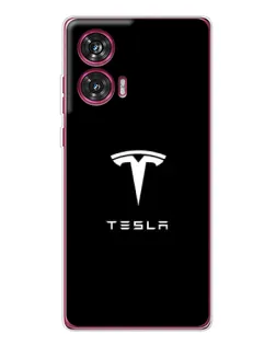 Чохол для Motorola Edge 50 Fusion з картинкою «Tesla White Logo»