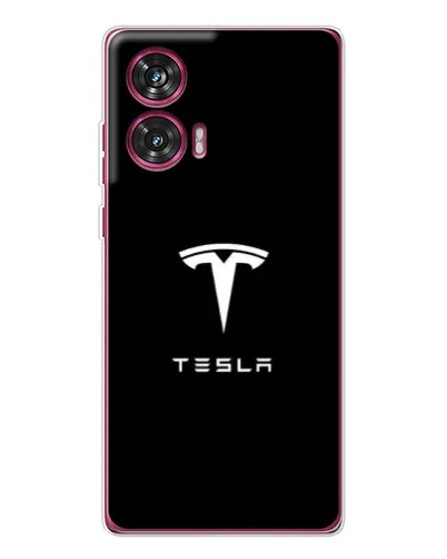 Чохол для Motorola Edge 50 Fusion з картинкою «Tesla White Logo»