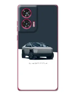 Чохол для Motorola Edge 50 Fusion з картинкою «Сріблястий Cybertruck Tesla»