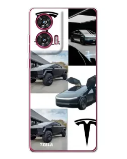 Чохол для Motorola Edge 50 Fusion з картинкою «Колаж Cybertruck Tesla»