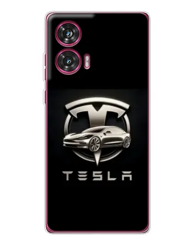 Чохол для Motorola Edge 50 Fusion з картинкою «Tesla — срібне авто»