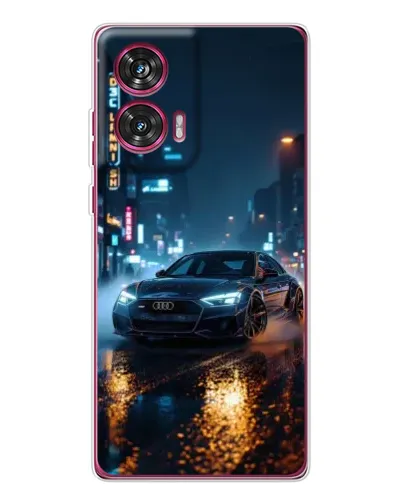 Чехол для Motorola Edge 50 Fusion с картинкой «Ночной город и Audi»