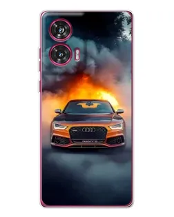 Чехол для Motorola Edge 50 Fusion с картинкой «Audi в огненном дыму»