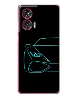 Чехол для Motorola Edge 50 Fusion с картинкой «Голубой силуэт Lamborghini»