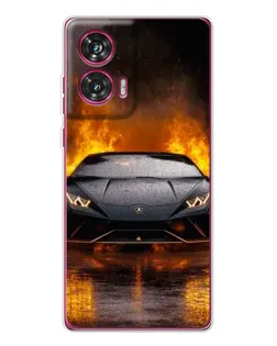 Чехол для Motorola Edge 50 Fusion с картинкой «Lamborghini в огне»