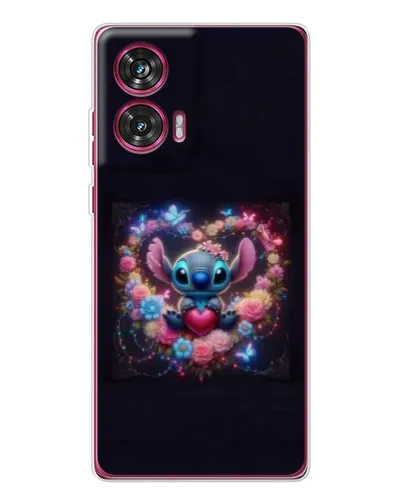 Чехол для Motorola Edge 50 Fusion с картинкой «Stitch в цветах»